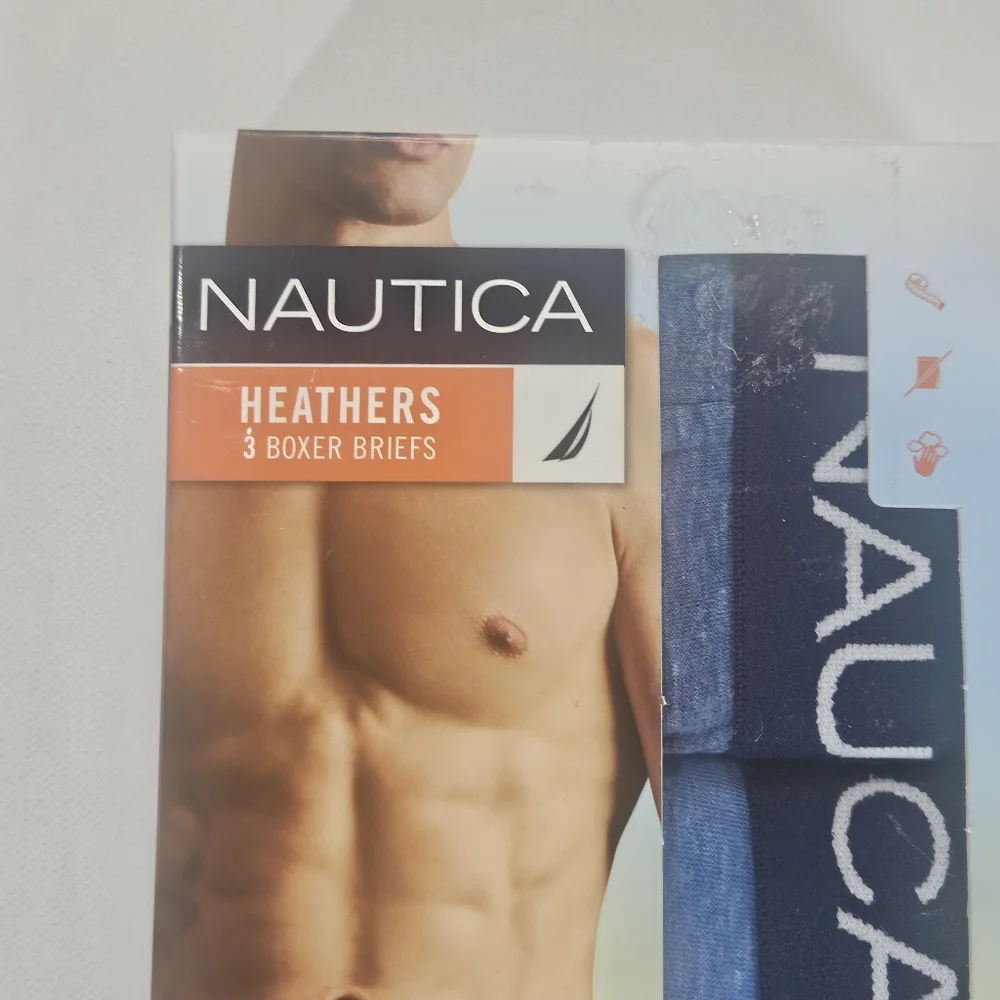 Nautica Boxer Briefs Mens XL Blue Heathers Classic Fit Tagless Soft Stretch NEW‎
